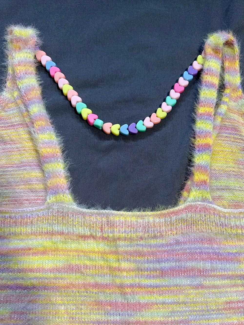 Sugar Thrillz Candy Rain Crop Top NWT S Pastel Multicolor Fuzzy Knit Tank Y2K - Picture 8 of 11